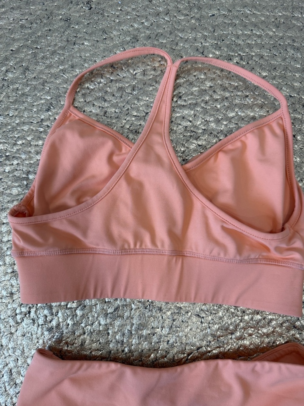 Women's Athletic Drawstring Shorts and Crop Sports Bra - Coral - Picture 4 of 5